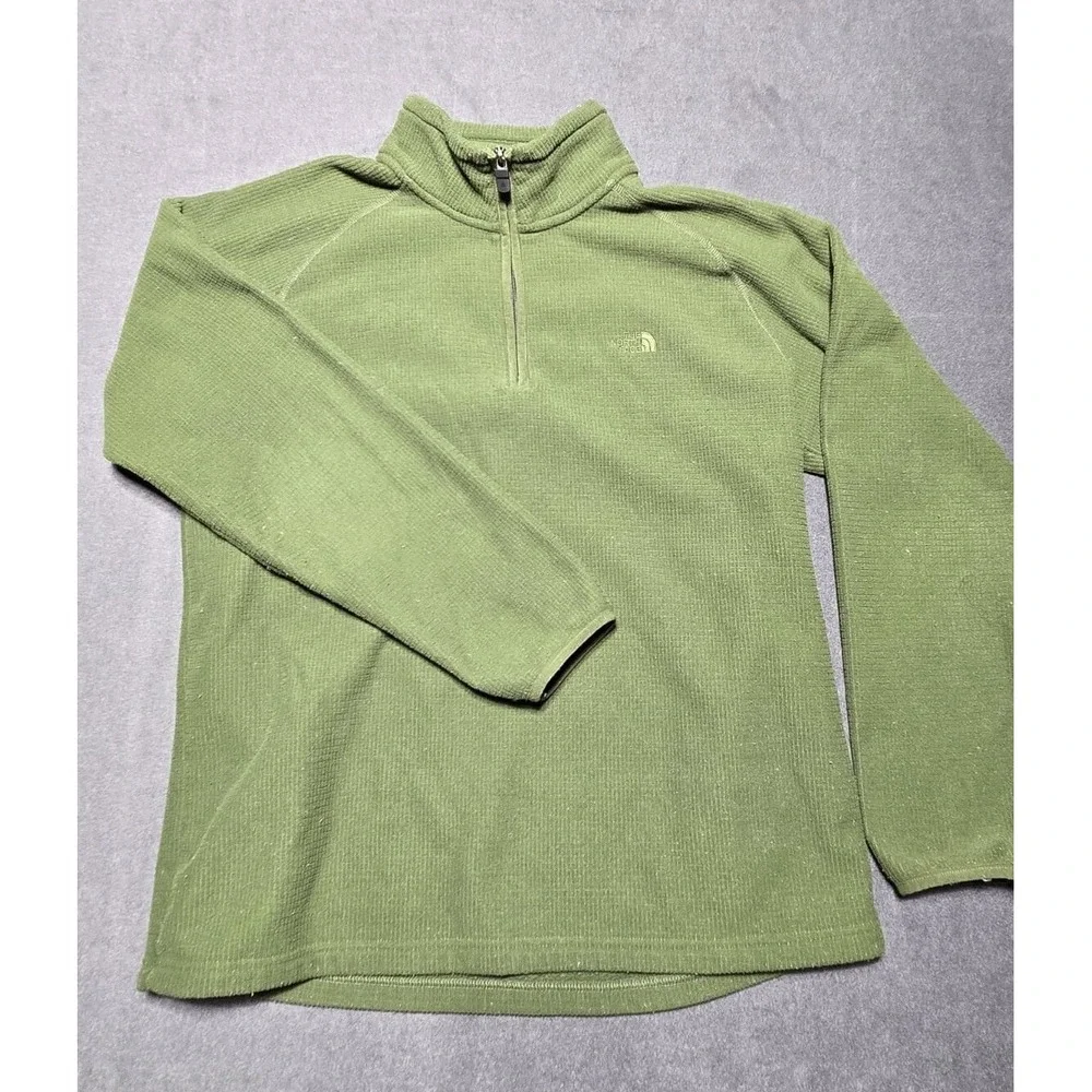 The North Face Sweater Mens Large Green 1/4 Zip Pullover Long Sleeve Outdoor